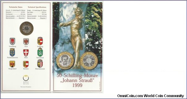 Austria 50 Schilling 1999-Centenial Death of Johann Strauss