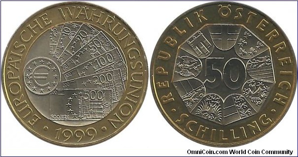 Austria 50 Schilling 1999-European Monetary Union