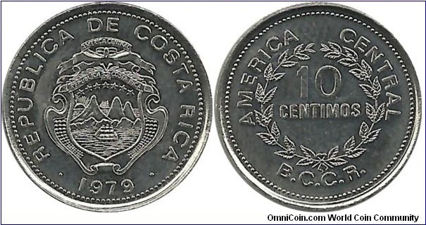 CostaRica 10 Centimos 1979(sm), Mint identification (sm)=  Sherrit Mint, Toronto-Canada 