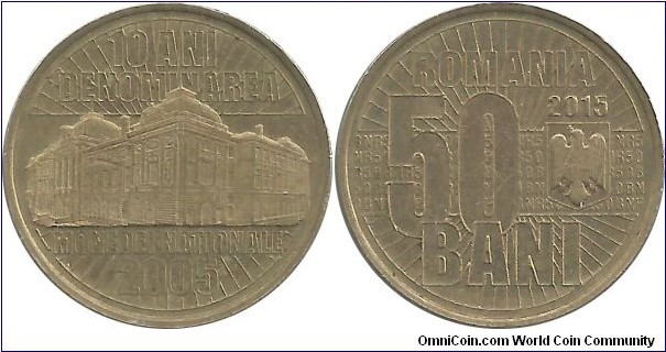 Romania 50 Bani 2015-10th Year of National Currency
