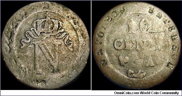 France - 10 Centimes - Regim of the Emperor Napoleon - Weight 2,0 gr - 