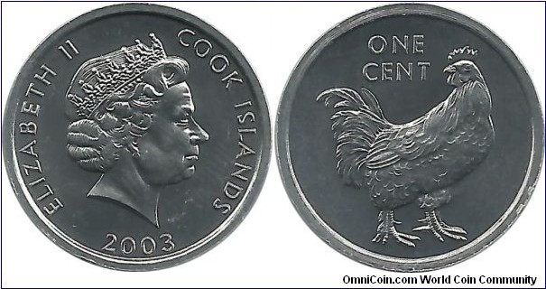 CookIslands 1 Cent 2003-Rooster