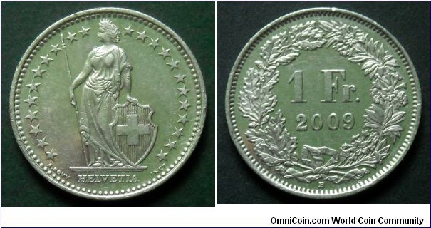 Switzerland 1 franc.
2009 (B)