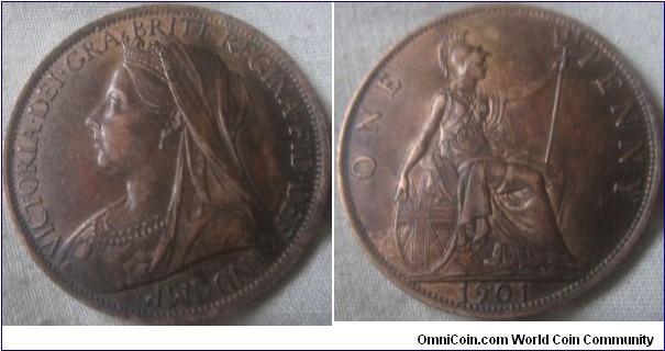 1901 penny EF