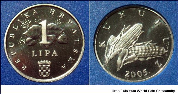 Croatia 1 lipa.
Proof from 2005 mint set. Mintage: 2000 pieces. 