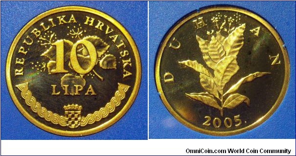 Croatia 10 lipa.
Proof from 2005 mint set. Mintage: 2.000 pieces.