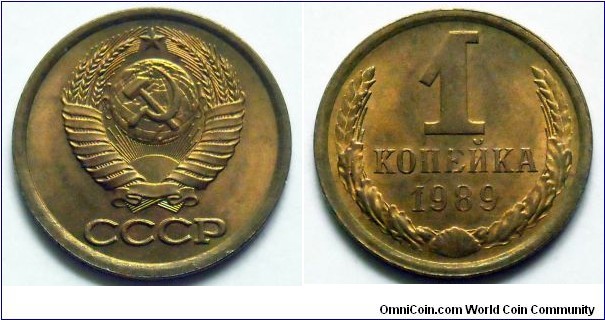 USSR 1 kopek.
1989