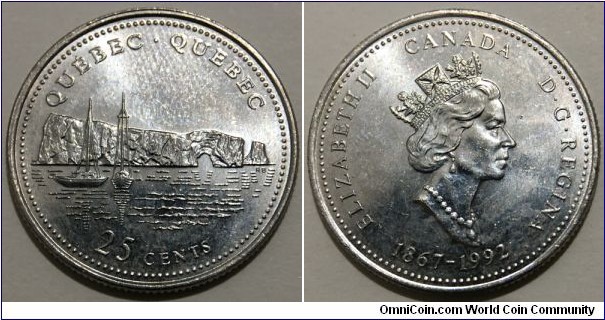 25 Cents (Commonwealth - Federal State of Canada / Queen Elizabeth II / 125th Anniversary of Canadian Confederation // Nickel 5.03g) 