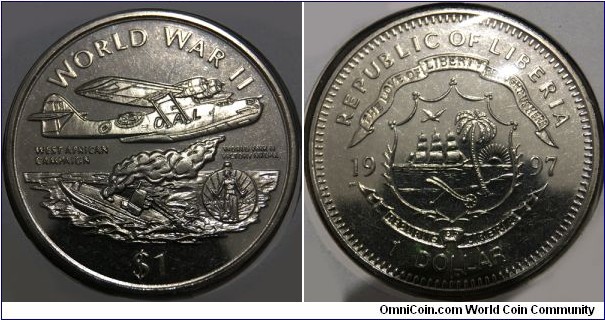 1 Dollar (Republic of Liberia / World War II Series - West African Campaign // Copper-Nickel) 