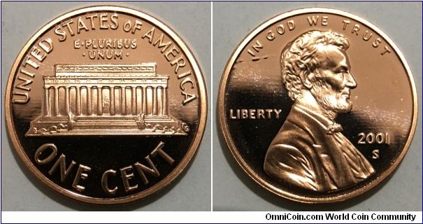 1 Cent (United States of America / Lincoln Memorial Cent // Copper plated Zinc / PROOF) 