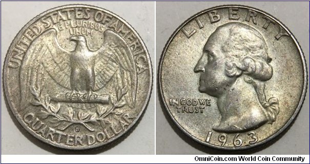 1/4 Dollar (United States of America / Washington Silver Quarter // SILVER 0.900 / 6.25g / ⌀24.26mm) 