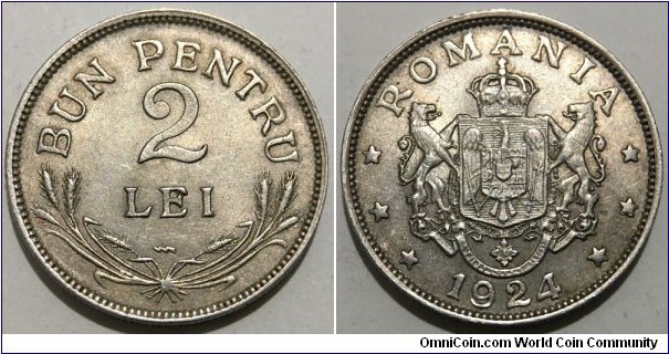 2 Lei (Kingdom of Romania / King Ferdinand I // Copper-Nickel /2)