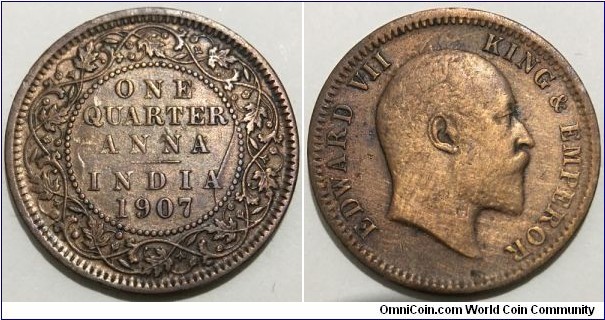 1/4 Anna (British India / King Edward VII // Bronze 4.83g)
