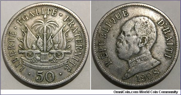 50 Centimes (1st Republic of Haiti // Copper-Nickel / Mintage: 800.000 pcs)