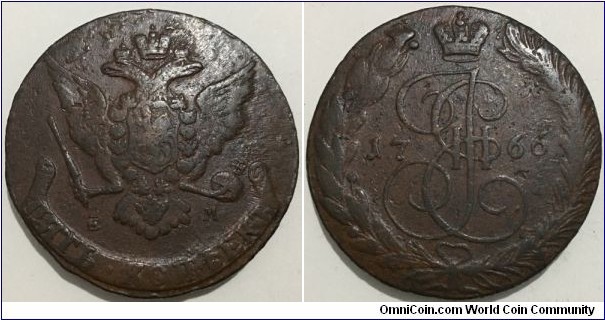 5 Kopecks (Russian Empire / Empress Ekaterina II the Great // Copper 51.2g) 