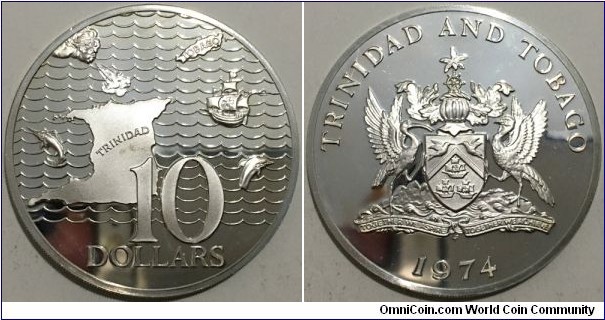 10 Dollars (Commonwealth - State of Trinidad and Tobago / Queen Elizabeth II // SILVER 0.925 / 35g / ⌀42mm / Low Mintage: 21.000 pcs / PROOF)