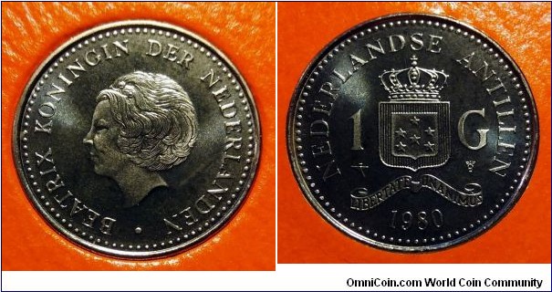 Netherlands Antilles 1 gulden from 1980 coin set.