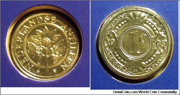 Netherlands Antilles 1 cent from 1993 mint set.