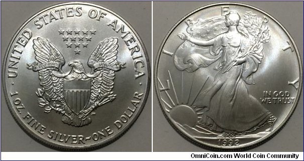 1 Dollar (United States of America / American Silver Eagle // SILVER 0.999 / 31.1g / ⌀40.6mm / Thickness: 2.98 mm) 