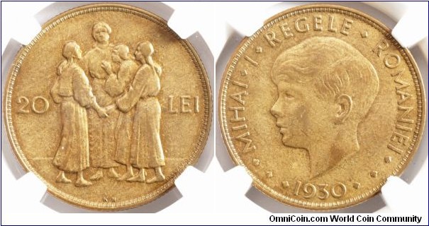 20 Lei (Kingdom of Romania / King Mihai I - 1st reign // Nickel Brass / K.N. Mint)