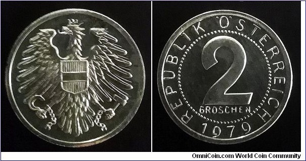 Austria 2 groschen from 1979 proof coin set.