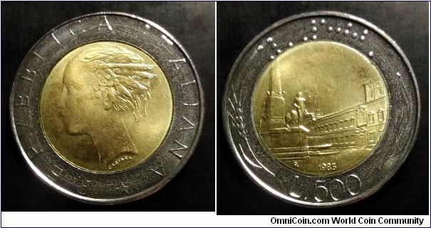 Italy 500 lire from 1985 BU set.