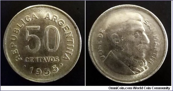 Argentina 50 centavos. 1955 (II)