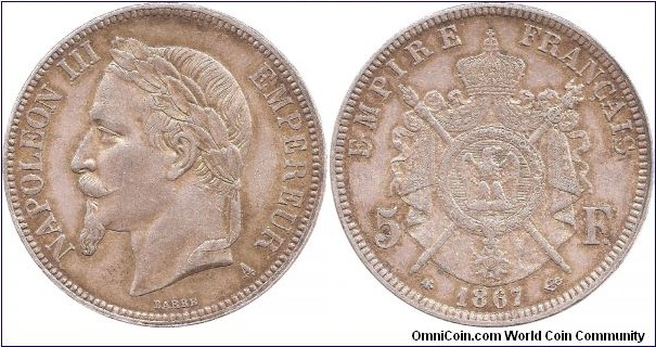 5 Francs 1867A France