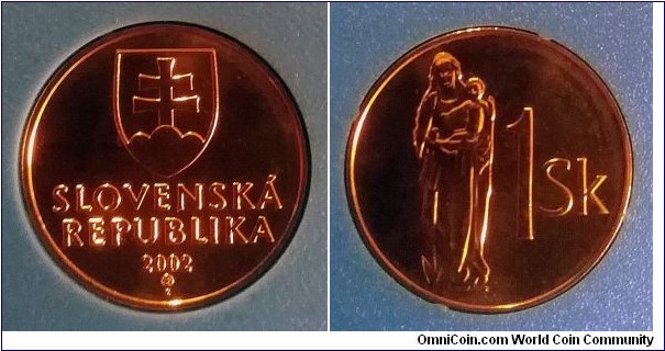 Slovakia 1 koruna from 2002 mint set.