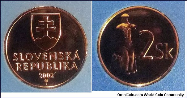 Slovakia 2 koruny from 2002 mint set.
