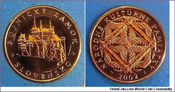 Mint token Bojnice Castle from Slovakia 2002 annual coin set (Kremnica)