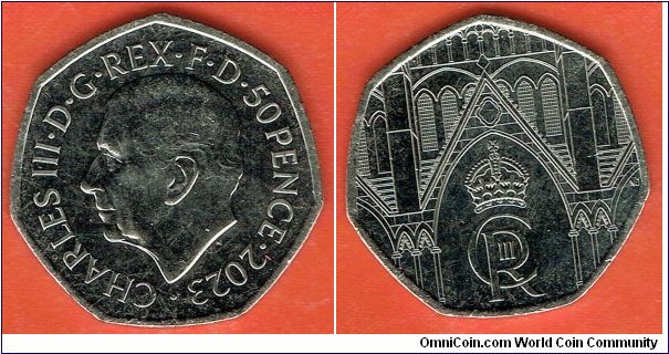 50 Pence 2023 - Coronation of Charles III - cupro-nickel