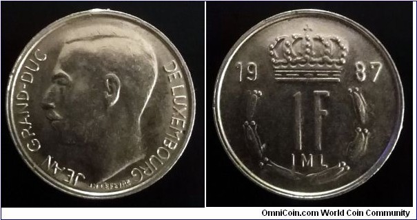 Luxembourg 1 franc. 1987
