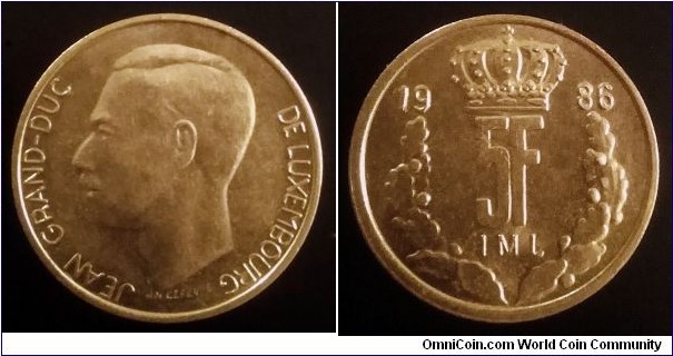 Luxembourg 5 francs. 1986 (III)