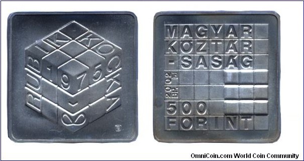 Hungary, 500 forint, 2002, Cu-Ni, 28.43mm, 14g, MM: B.P., Commemorating great Hungarian Inventions: the Rubik's Cube.                                                                                                                                                                                                                                                                                                                                                                                                                       