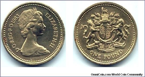 Great Britain, 1 pound 1983.
Queen Elizabeth II. Royal Coat of Arms.
