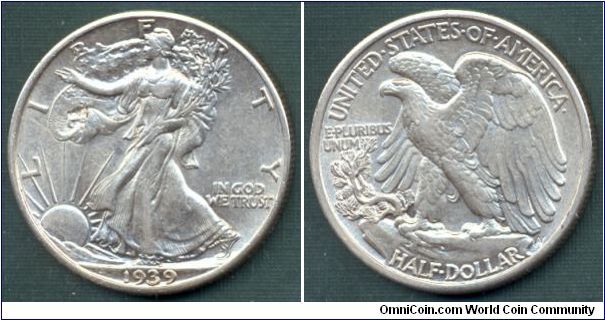 1939-P Walking Liberty Half Dollar - Silver