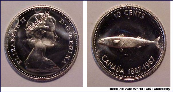 1967 Canada 10 Cents.

Prooflike UNC.