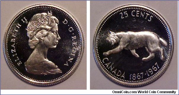 1967 Canada 25 Cents.

Prooflike UNC.