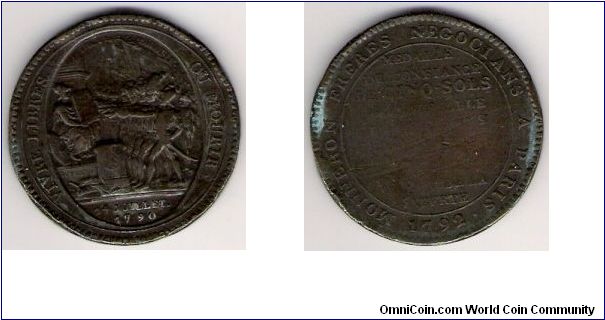 France 1791 5 sols token