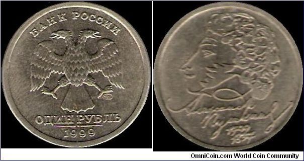 1 Rouble 1999 SPMD
A.S.Pushkin 1799-1999