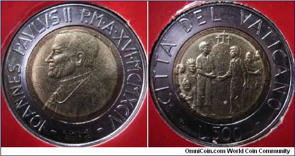 Vatican 1994 500 lira. Interesting bi-metal coin.