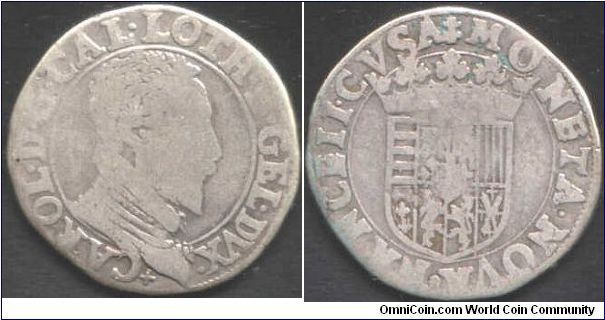 Silver teston of Charles III Duke of Lorraine during the mid to later part of his reign. No date again on coin,  but circa 1590. Minted at Nancy.