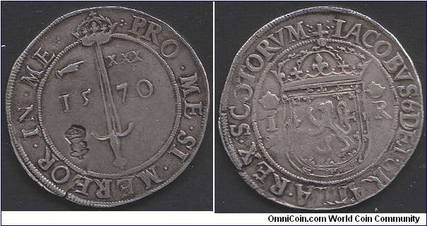 `Sword Dollar' /Silver Ryal/ Thirty Shillings Scots of James VI of Scotland