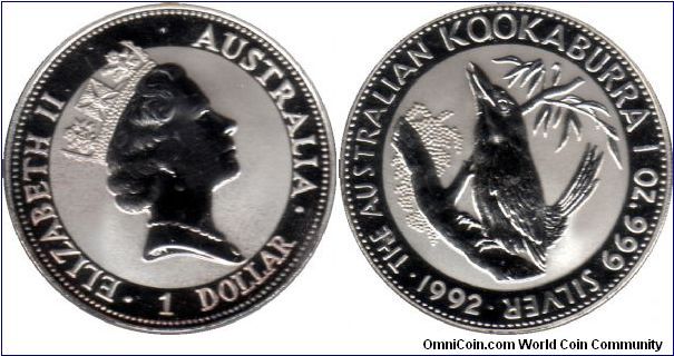 Numismatic 1 oz. silver Kookaburra 
dollar