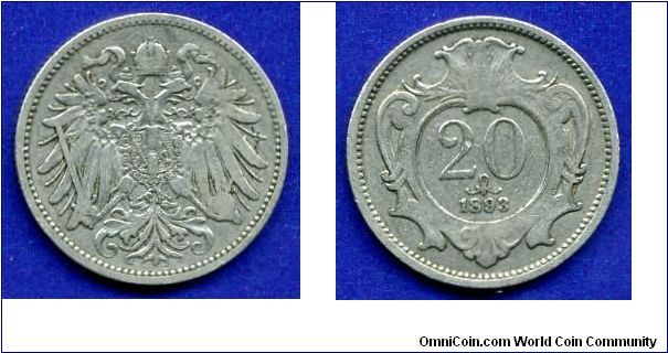 20 heller.
Franc Ioseph I (1848-1916).
Austro-Hungary empire.


Cu-Ni.