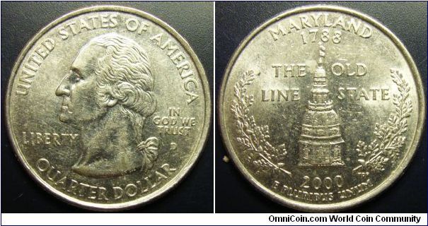 US 2000 quarter dollar, commemorating Maryland, mintmark D. Special thanks to slowly but surely!