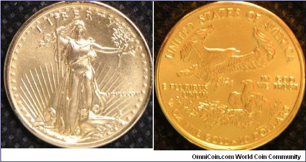 United States, American Eagle Bullion Coin, 10 Dollars, 1987. 8.4830g, 0.9167 Gold, .25 Oz. AGW. Mintage: 269,255 units. UNC.