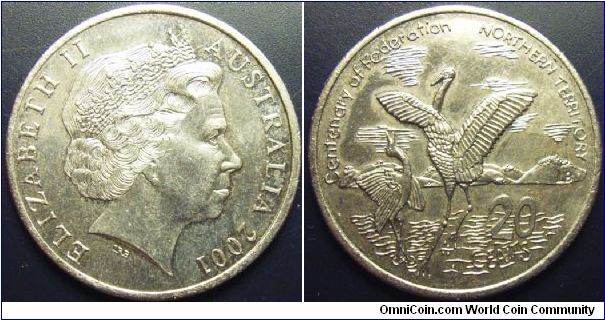 Australia 2001 20 cents, commemorating Northern Territory. Special thanks to Nancyc!