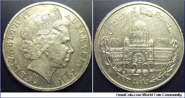 Australia 2001 20 cents, commemorating Victoria. Special thanks to Nancyc!